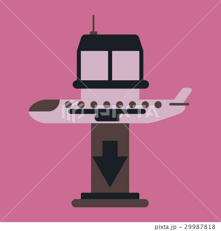 Icon in flat design for airport plane landing Icon in flat design for airport plane landing 29987818