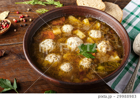 Soup with meatballs 29988983