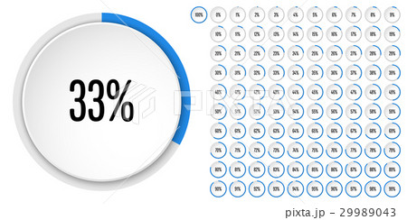 Set of circle percentage diagrams from 0 to 100 29989043