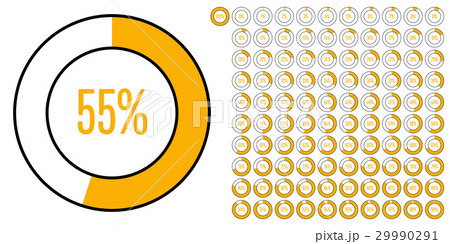 Set of circle percentage diagrams from 0 to 100 29990291