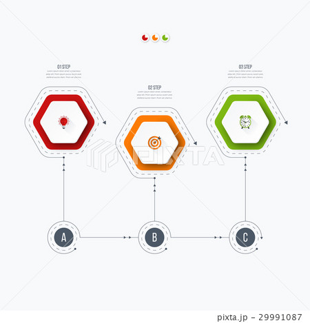 Infographics template 3 options with hexagon 29991087