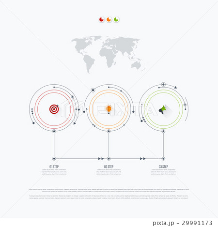 Infographics template 3 options with circle 29991173