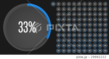 Set of circle percentage diagrams from 0 to 100 29992222