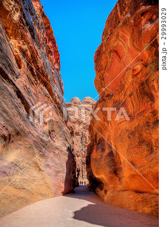 Road inside the Siq Canyon at Petra Road inside the Siq Canyon at Petra 29993029