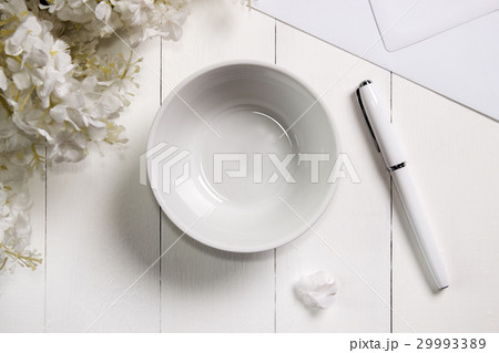 Mockup of wedding white dish, plate for rings 29993389