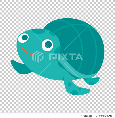 ウミガメ 海の生き物キャラクター アイコンのイラスト素材