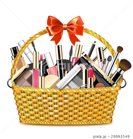 Vector Basket with Makeup Cosmetics 29993549