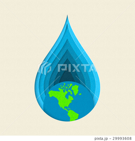 Earth day paper cut water drop concept art 29993608