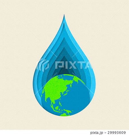 Earth day paper cut water drop concept art 29993609
