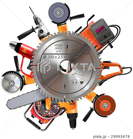 Vector Saw with Power Tools 29993678