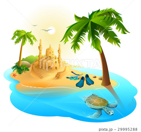 Tropical island paradise beach. Palm tree, sand Tropical island paradise beach. Palm tree, sand 29995288