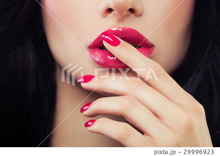 Pink Nail Polish, Lipgloss and Br 29996923