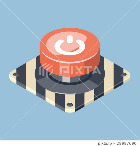 3D Emergency start stop red button. 29997690