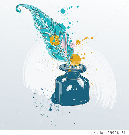 Vector illustration of feather quill pen standing 29998171