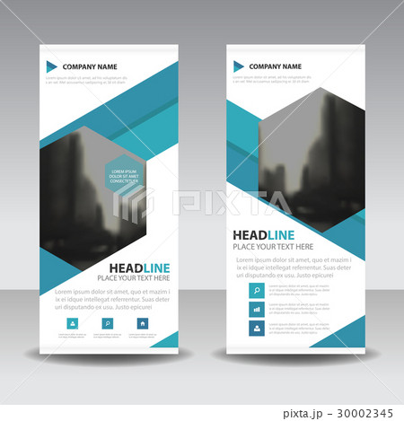 Blue hexagon roll up business brochure banner 30002345