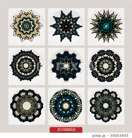 Set of mandalas. Decorative round ornaments. Anti Set of mandalas. Decorative round ornaments. Anti 30003605