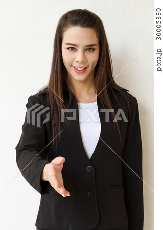 business woman offering greeting with hand shake 30005330