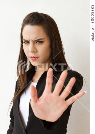 business woman showing stop hand gesture 30005335