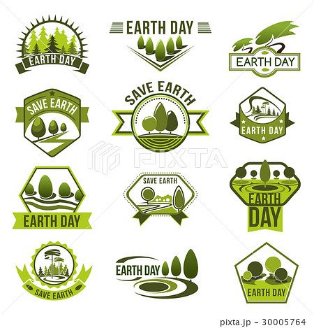 Eco green badge set for Earth Day design 30005764