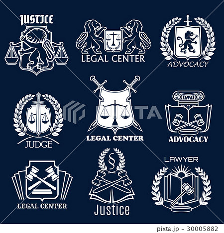Advocacy vector icons set for legal justice lawyer 30005882