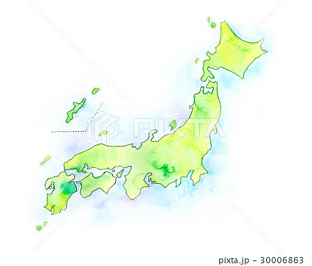 水彩イラスト 日本地図のイラスト素材