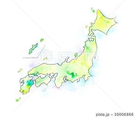 水彩イラスト 日本地図のイラスト素材