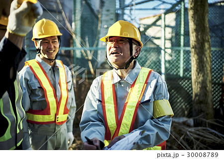 建設現場 朝礼 危険予知活動の写真素材