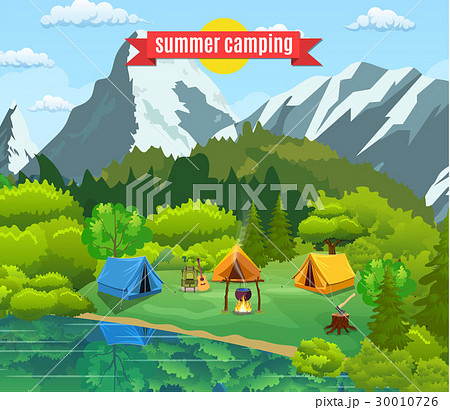 Vector flat illustration camping. 30010726