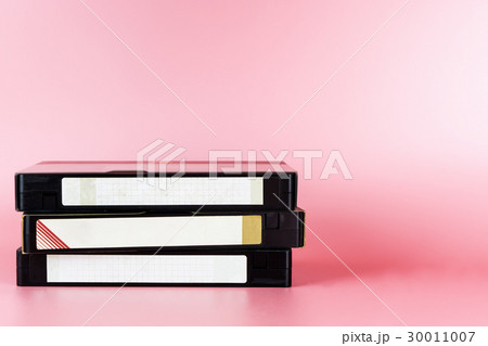 Blank Video Tape label on pink copy space 30011007