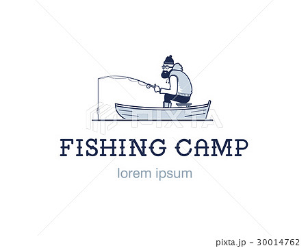 Vintage fishing emblem or logo. The fisherman is 30014762