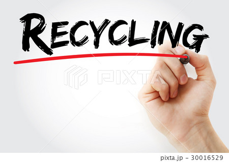 Hand writing Recycling with marker 30016529