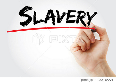 Hand writing Slavery with marker 30016554