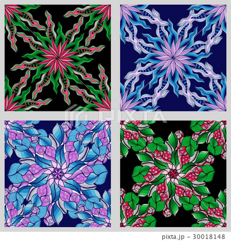 Set of Mandala Seamless Patterns. Black and white 30018148