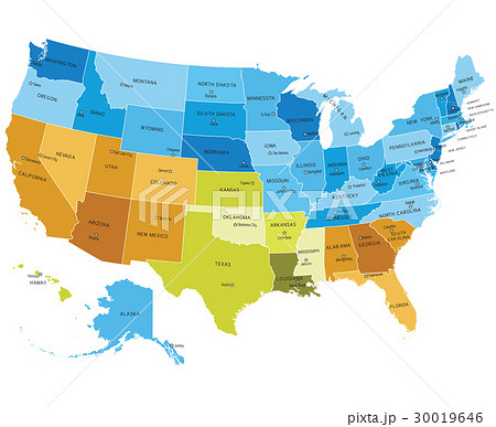 USA states map with names of cities 30019646