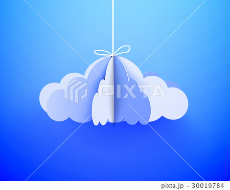 Paper cloud in origami style on the sky background Paper cloud in origami style on the sky background 30019784