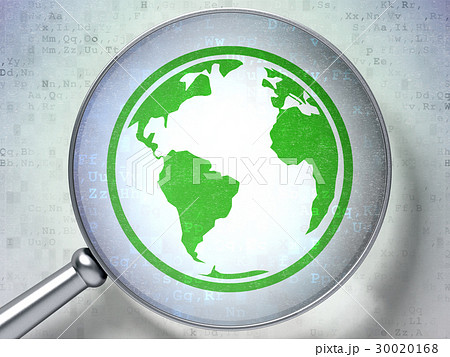 Learning concept: Globe with optical glass on 30020168