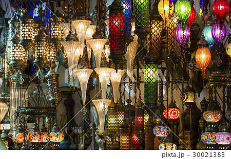 Traditional Turkish lanterns made of colored glass 30021383