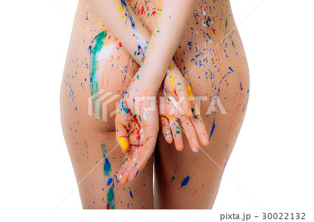 Colorful young woman back in paint Colorful young woman back in paint 30022132
