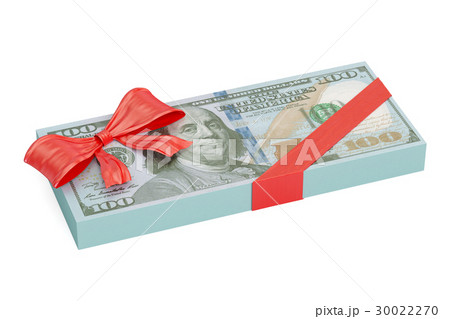 Dollar pack with red bow, gift concept 30022270