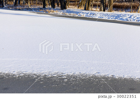 Lake covered with snow Lake covered with snow 30022351