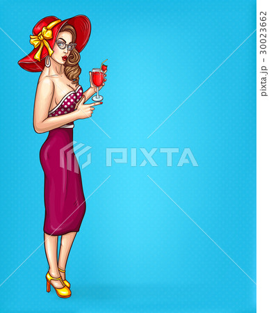 Vector pop art pin up illustration of a sexy girl 30023662