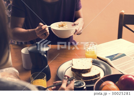Coouple Eating Morning Breakfast Togetherness 30025281
