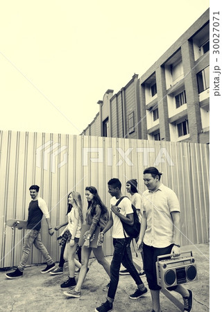 Diverse Group People Profile Walking Concept 30027071