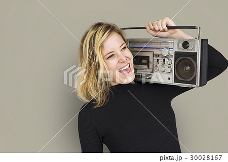 Caucasian Lady Jukebox Music Concept 30028167