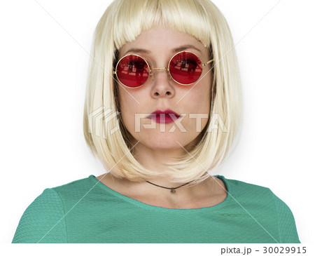 A Girl with a Blonde Wig and Sunglasses Staring 30029915