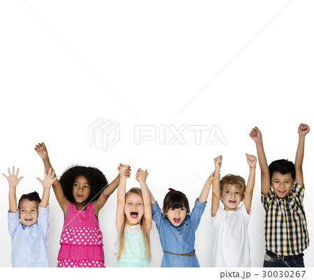 Little Children Hands Up Happy 30030267
