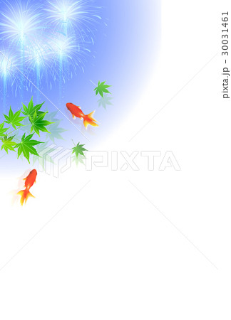 花火 金魚 暑中見舞い 背景 のイラスト素材