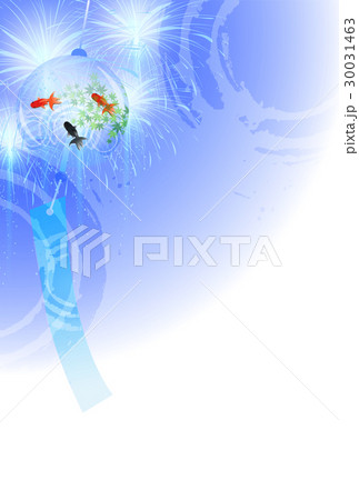 花火 金魚 暑中見舞い 背景 のイラスト素材