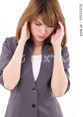 stressed business woman suffers from headache stressed business woman suffers from headache 30035626