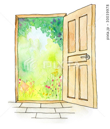 水彩イラスト ドアのイラスト素材